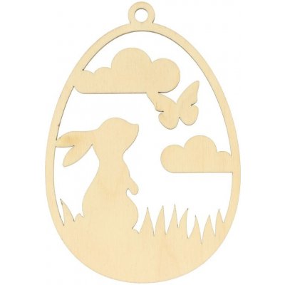 Natana dřevěné vajíčko se zajíčkem a motýlem 6 x 9 cm – Hledejceny.cz