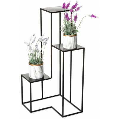 HowHomely STOJAN NA KVĚTINÁČ KASKADA 85x40x40 cm ČERNÁ – Zboží Dáma