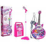 RKToys Růžová dětská elektrická kytara se zesilovačem Rock – Zboží Dáma