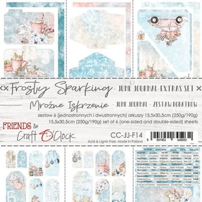 DP Craft Blok pro scrapbooking - CRAFT O'CLOCK - JUNK JOURNAL SET - FROSTY SPARKING