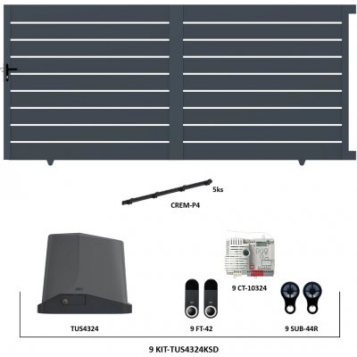Posuvná hliníková brána 4000 x 1803 mm s pohonem TU4324KSD – Hledejceny.cz
