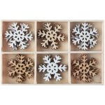 Santex VÁNOČNÍ KONFETY sněhové vločky dřevěné 3x3cm – Zboží Dáma
