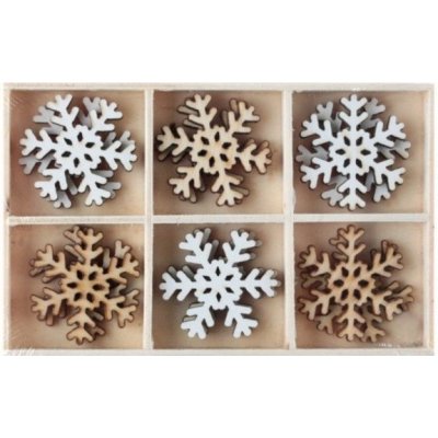 Santex VÁNOČNÍ KONFETY sněhové vločky dřevěné 3x3cm – Zboží Dáma
