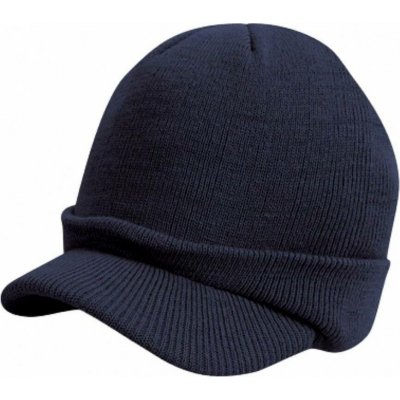 Result Winter Essentials Vojenská pletená čepice s krátkým tvarovaným kšiltem modrá námořní RC60 – Hledejceny.cz