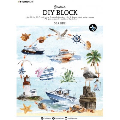 Aladine DIY Blok s výseky A4 Mořské pobřeží