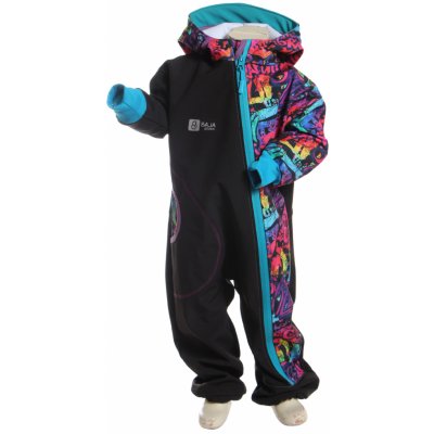 BajaDesign zimní softshellová kombinéza s beránkem pro kluky, černá + grafity – Sleviste.cz