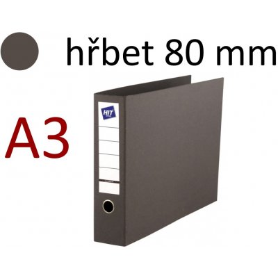 Hit Office pořadač pákový A3 na šířku, 80 mm tmavě šedý – Zbozi.Blesk.cz