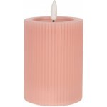 Růžová válcová svíčka s vroubkováním Led Candle - Ø 8*13 cm / 2*AA - Clayre & Eef – Hledejceny.cz