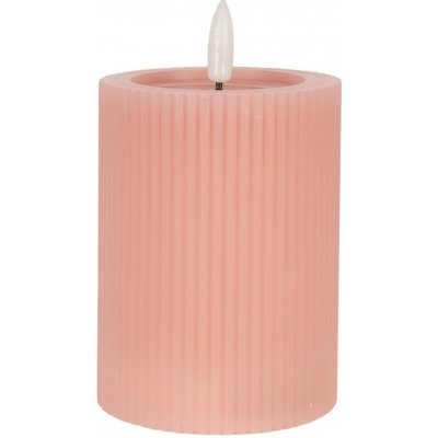 Růžová válcová svíčka s vroubkováním Led Candle - Ø 8*13 cm / 2*AA - Clayre & Eef – Hledejceny.cz