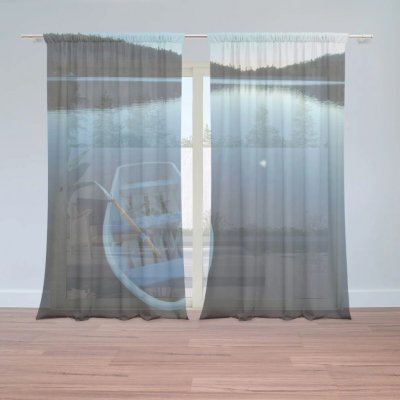 Sablio Záclony Loďka na jezeře: 2ks 150x250cm – Zboží Mobilmania