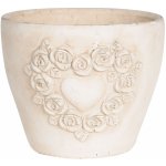 Clayre & Eef Terakotový květináč s růžemi a srdcem- 17*17*15 cm – Hledejceny.cz