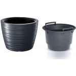 Prosperplast Květináč nízký s vkladem MAZE antracit 37,5 cm – Zboží Mobilmania