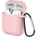 HQWear Měkké silikonové pouzdro na sluchátka pro AirPods 2 AirPods 1 s růžovou karabinou (pouzdro D) 87728-uniw – Zboží Živě