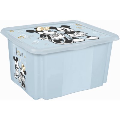 OKT Plastový box Mickey 45 l 55,5 x 40 x 30 cm světle modrý s víkem – Zboží Mobilmania