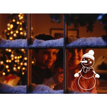 Sněhulák vánoční samolepka na okno 15 x 23,8 cm