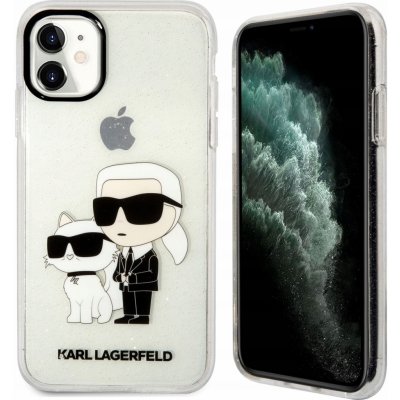 Pouzdro Karl Lagerfeld IML Glitter Karl and Choupette NFT iPhone 11 čiré