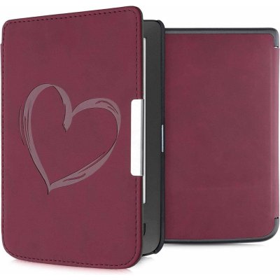 KW Mobile Brushed Heart KW5574701 Pouzdro pro Pocketbook 614/615/624/625/626 tmavě červené 4063004313693