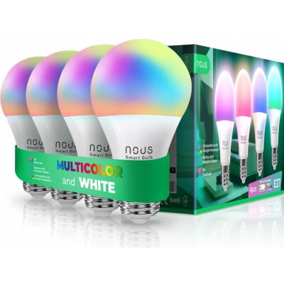 Smart sada LED žárovek E27 9W RGB Nous P3/4pack WiFi Tuya