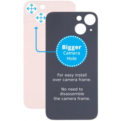 Apple iPhone 13 - Sklo zadního housingu se zvětšeným otvorem na kameru - Pink – Zboží Živě