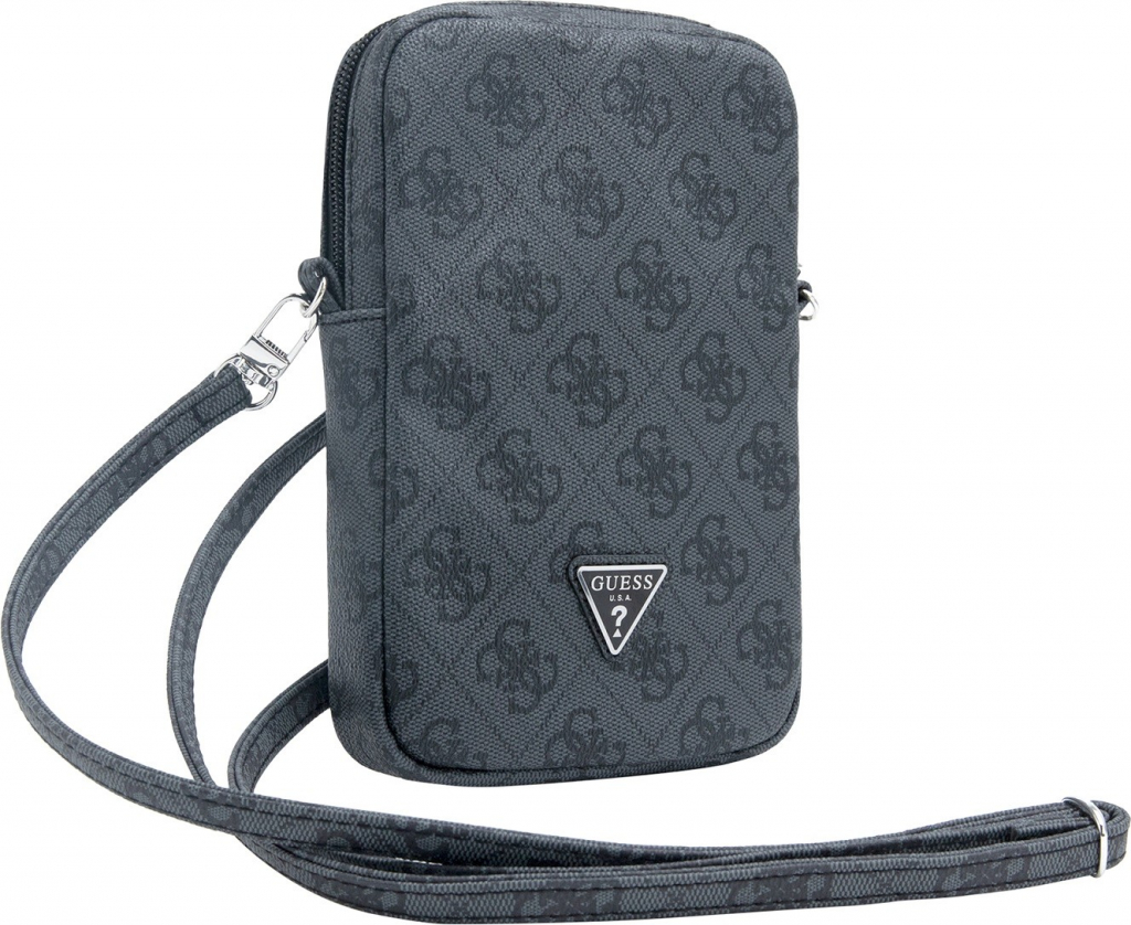 Guess PU 4G Triangle Logo Wallet Phone Bag Zipper černé