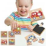 Viga Dřevěné magnetické puzzle dopravní prostředky – Zboží Dáma