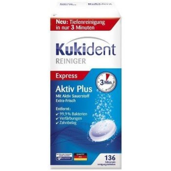 Kukident AktivPlus tablety na čištění zubních protéz 136ks