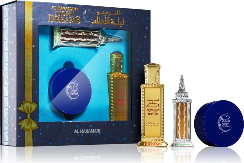 Al Haramain Night Dreams EDP 60 ml + Perfumed Oil parfémovaný olej 30 ml + Bukhoor for the home 40 g dárková sada