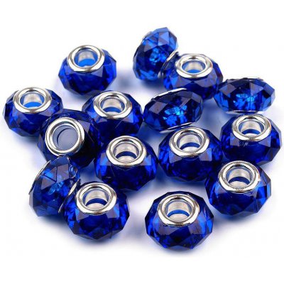 Plastové korálky s ploškami s velkým průvlekem 14,5x9 mm Varianta: 19 modrá námořnická, Balení: 5 ks – Sleviste.cz