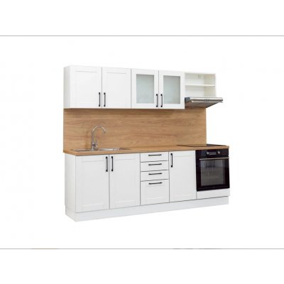 Nábytek Mikulík PASTEL kuchyňská linka 240 cm Bílá mat – Zbozi.Blesk.cz