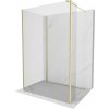 Pevné stěny do sprchových koutů MEXEN/S - Kioto Sprchová zástěna WALK-IN 110 x 75 x 40 cm, transparent, zlatá kartáčovaná 800-110-075-221-55-00-040