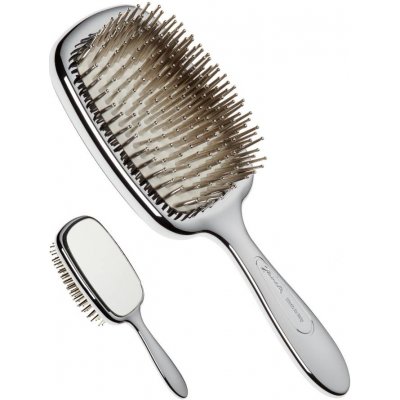 Jäneke kartáč Janeke Chic extra lesklý povrch + zrcátko, plochý široký pevné trny stříbrná – Zboží Dáma