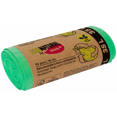 YORK pytle na odpadky ECO s uchy 35l 19,5μm 15ks zelený – Zbozi.Blesk.cz