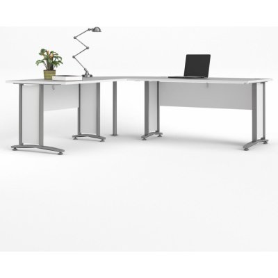 FALCO Rohový psací stůl Office 80400/72 bílá/silver grey