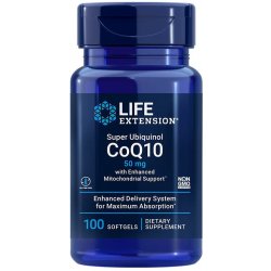 Life Extension Super Ubiquinol CoQ10 with Enhanced Mitochondrial Support 100 ks, gelové tablety, 50 mg