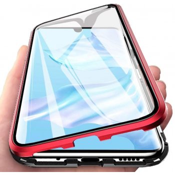 Pouzdro Beweare Magnetické oboustranné s tvrzeným sklem Samsung Galaxy M51 - červené