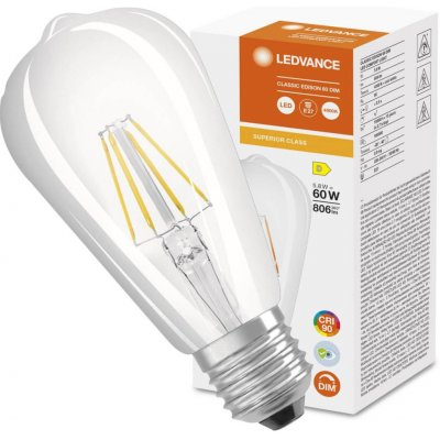 Ledvance LED žárovka LED Edison E27 ST64 5,8W = 60W 806lm 4000K Neutrální bílá 300° CRI90 Filament Stmívatelná Superior – Hledejceny.cz