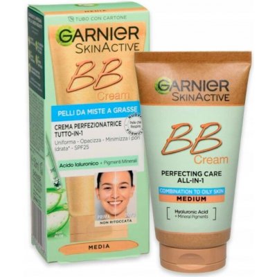 Garnier Skin Naturals BB Cream Hyaluronic Aloe All-In-1 pro smíšenou až mastnou pleť SPF25 Medium 50 ml – Zboží Dáma