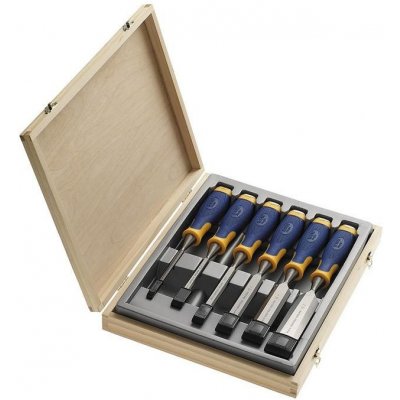 IRWIN 6-dílná sada plochých dlát MS500 - 6, 10, 15, 20, 25, 35 mm v dřevěné kazetě 10503541 – HobbyKompas.cz