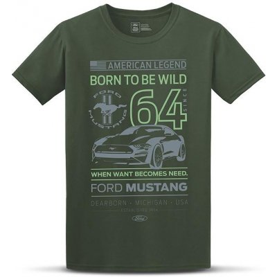 Ford Mustang tričko Born the wild zelená
