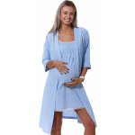 Mateřská košilka úzká ramínka na kojení a župan v setu 1G0454 modrá – Zboží Dáma