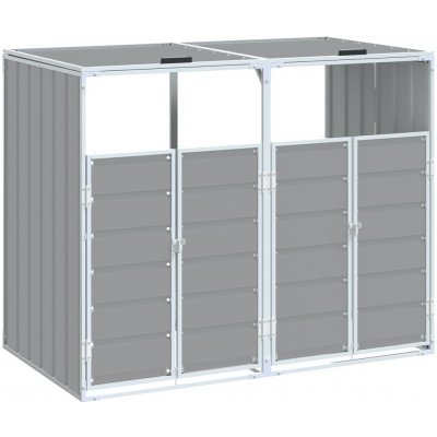 vidaXL box na 2 popelnice 144 x 81 x 113 cm ocel šedý – Zboží Dáma