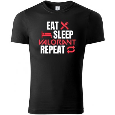 tričko Eat Sleep Valorant Repeat černé