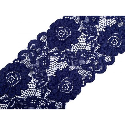 Elastická krajka / vsadka / běhoun šíře 14 cm, střední, 1 modrá berlínská – Zboží Dáma