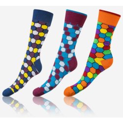 Bellinda Crazy Socks Sada tří párů vzorovaných ponožek v modré vínové a oranžové