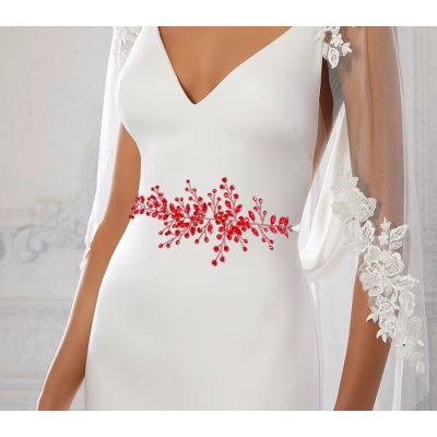 B-TOP Jemný pás na šaty s červenými krystaly – Sleviste.cz