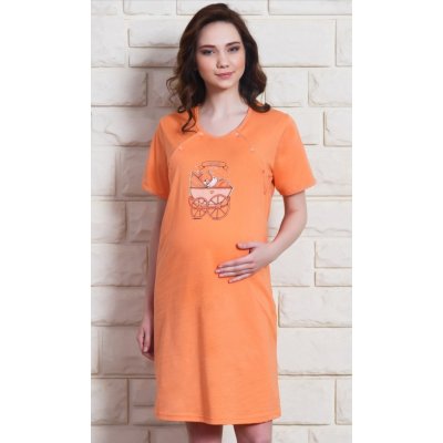 Kojící košile krátký rukáv Good night my baby Oranžová – Zboží Dáma