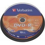 Verbatim DVD-R 4,7GB 16x, bulk box, 10ks (43729) – Sleviste.cz