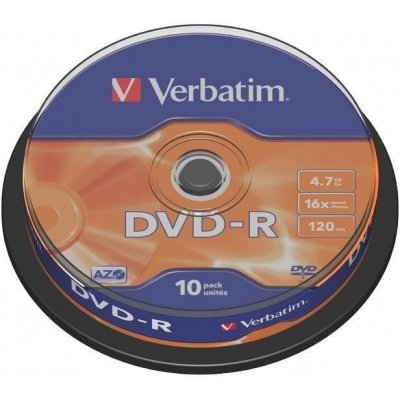 Verbatim DVD-R 4,7GB 16x, bulk box, 10ks (43729) – Zbozi.Blesk.cz