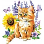 Daisy Pol-Mak Collection Ubrousek 33x33cm Akvarel kotě slunečnice levandule – Zboží Dáma