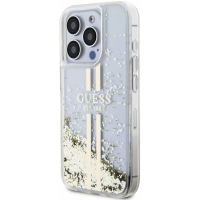 Guess PC/TPU Liquid Glitter Gold Stripe iPhone 15 Pro čiré – Zboží Mobilmania